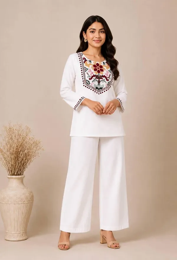 White_Embroidered_Straight_Kurta_For_Women