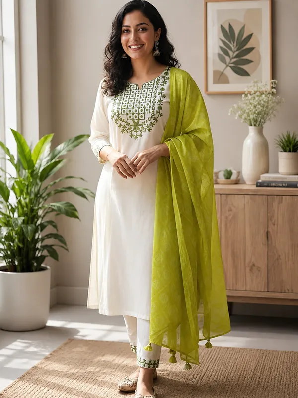 White_Green_Embroidered_Straight_Kurta_Set_for_Women
