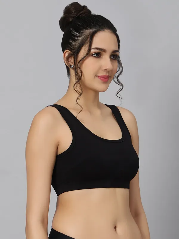 Bluenixie_Bn3014_Sproty_Slip_On_Medium_Impact_Sports_Bra_Lounge_Bra_Black