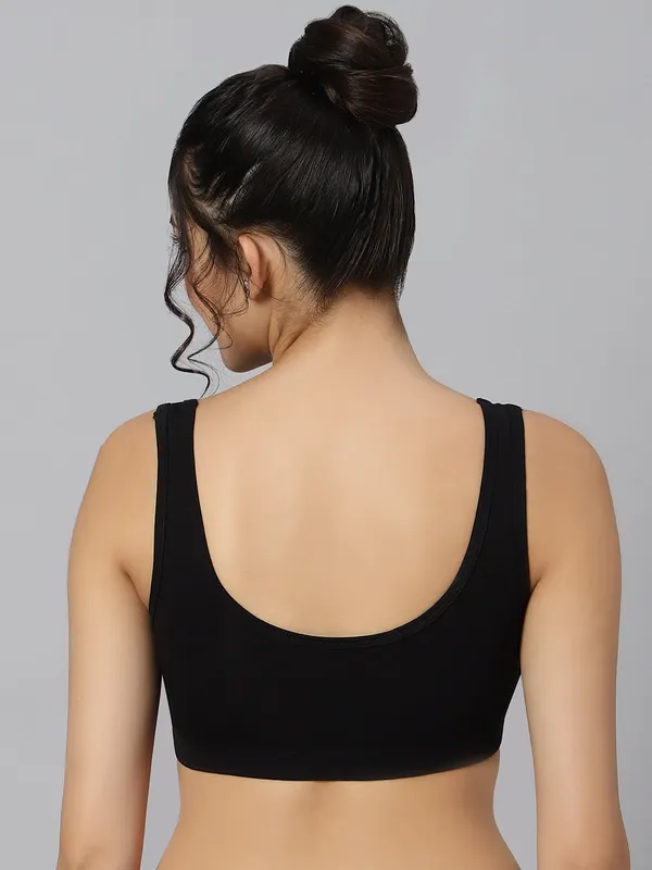Bluenixie_Bn3014_Sproty_Slip_On_Medium_Impact_Sports_Bra_Lounge_Bra_Black