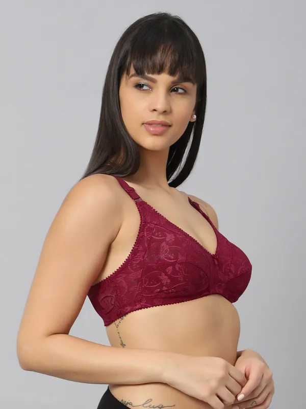 Bluenixie_Bnf356_Luxuria_Full_Coverage_Bra_Jaquard_Print_Maroon_Bnf356_Butterfly
