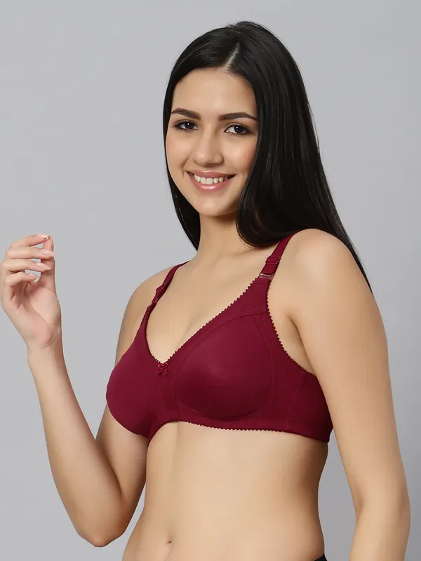 Bluenixie_Bn0210_Luxuriant_Cotton_Rich_Full_Coverage_T_Shirt_Bra_Maroon