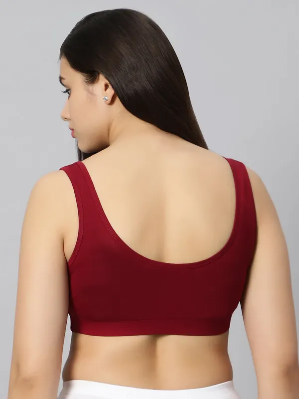 Bluenixie_Bn3014_Sproty_Slip_On_Medium_Impact_Sports_Bra_Lounge_Bra_Maroon