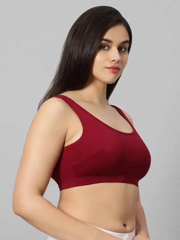 Bluenixie_Bn3014_Sproty_Slip_On_Medium_Impact_Sports_Bra_Lounge_Bra_Maroon