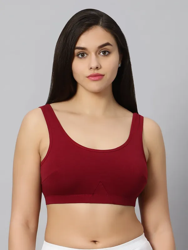 Bluenixie_Bn3014_Sproty_Slip_On_Medium_Impact_Sports_Bra_Lounge_Bra_Maroon