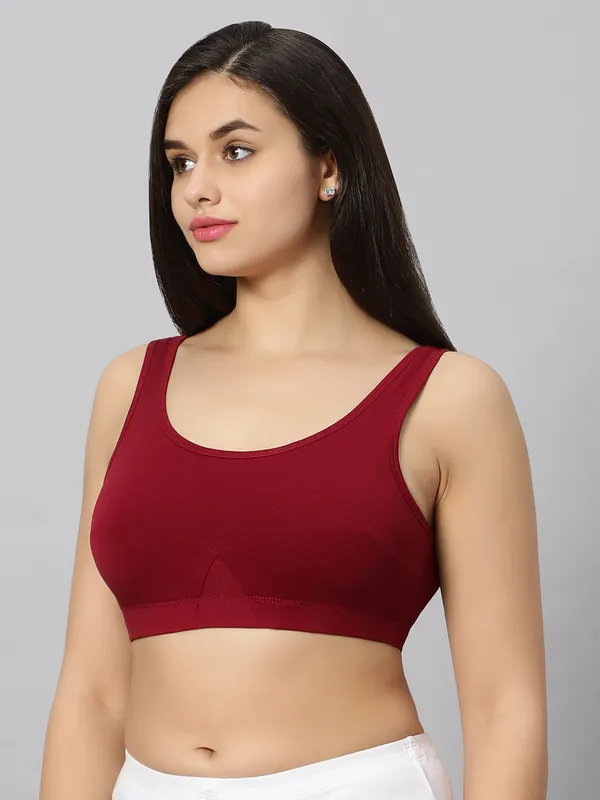 Bluenixie_Bn3014_Sproty_Slip_On_Medium_Impact_Sports_Bra_Lounge_Bra_Maroon