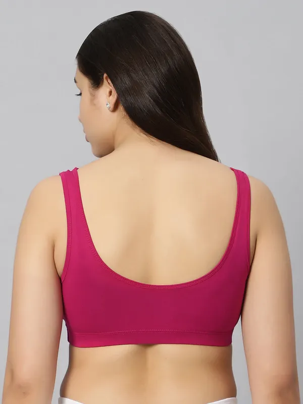 Bluenixie_Bn3014_Sproty_Slip_On_Medium_Impact_Sports_Bra_Lounge_Bra_Magenta
