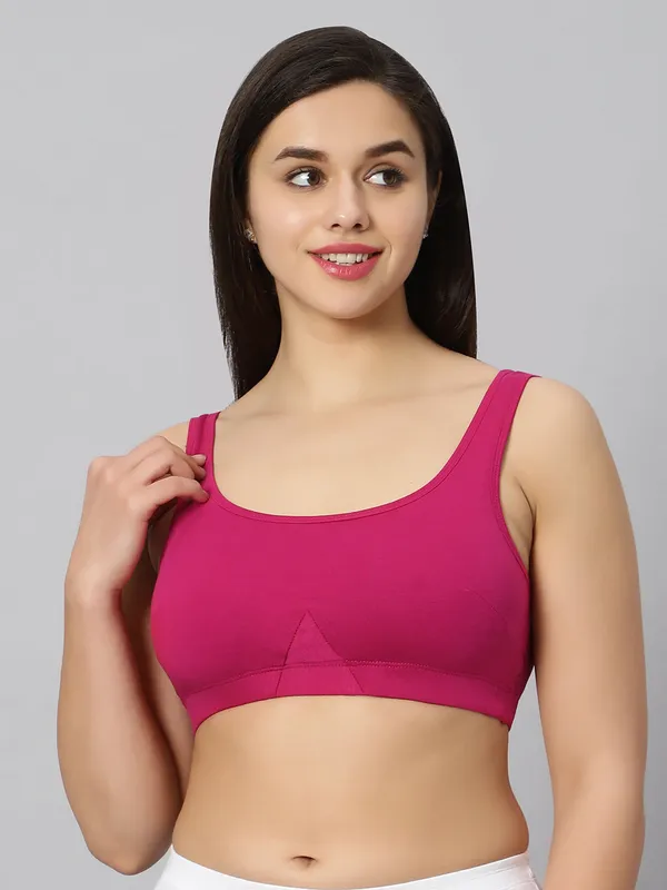 Bluenixie_Bn3014_Sproty_Slip_On_Medium_Impact_Sports_Bra_Lounge_Bra_Magenta