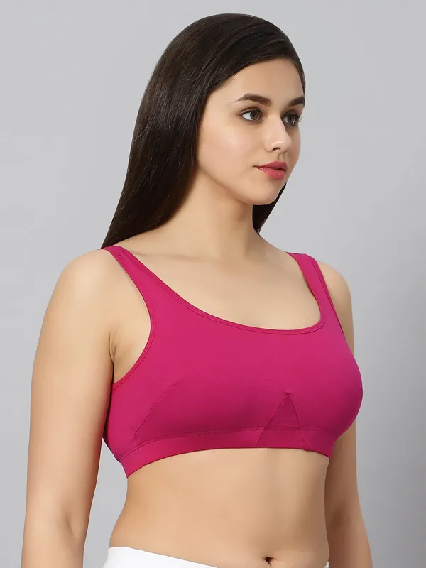 Bluenixie_Bn3014_Sproty_Slip_On_Medium_Impact_Sports_Bra_Lounge_Bra_Magenta
