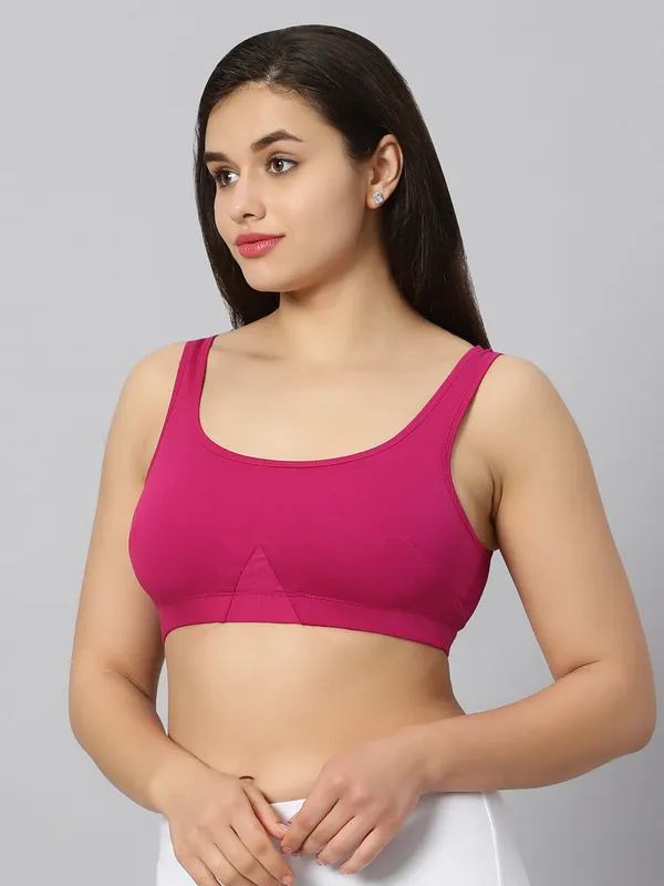 Bluenixie_Bn3014_Sproty_Slip_On_Medium_Impact_Sports_Bra_Lounge_Bra_Magenta