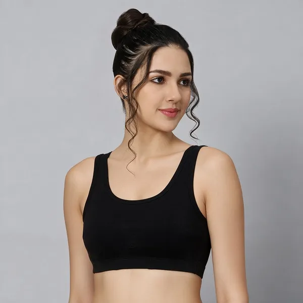 Bluenixie_Bn3014_Sproty_Slip_On_Medium_Impact_Sports_Bra_Lounge_Bra_Black