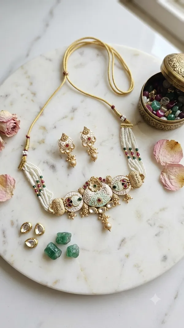 Gold_Tone_Meenakari_Pearl_Necklace_Set_For_Women