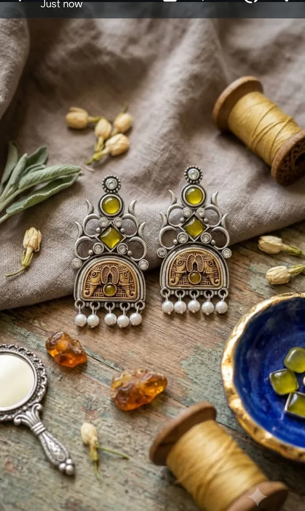 Silver_Toned_Ethnic_Drop_Earrings_for_Women