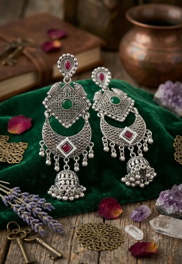 Silver_Tone_Oxidized_Jhumka_Earrings_for_Women