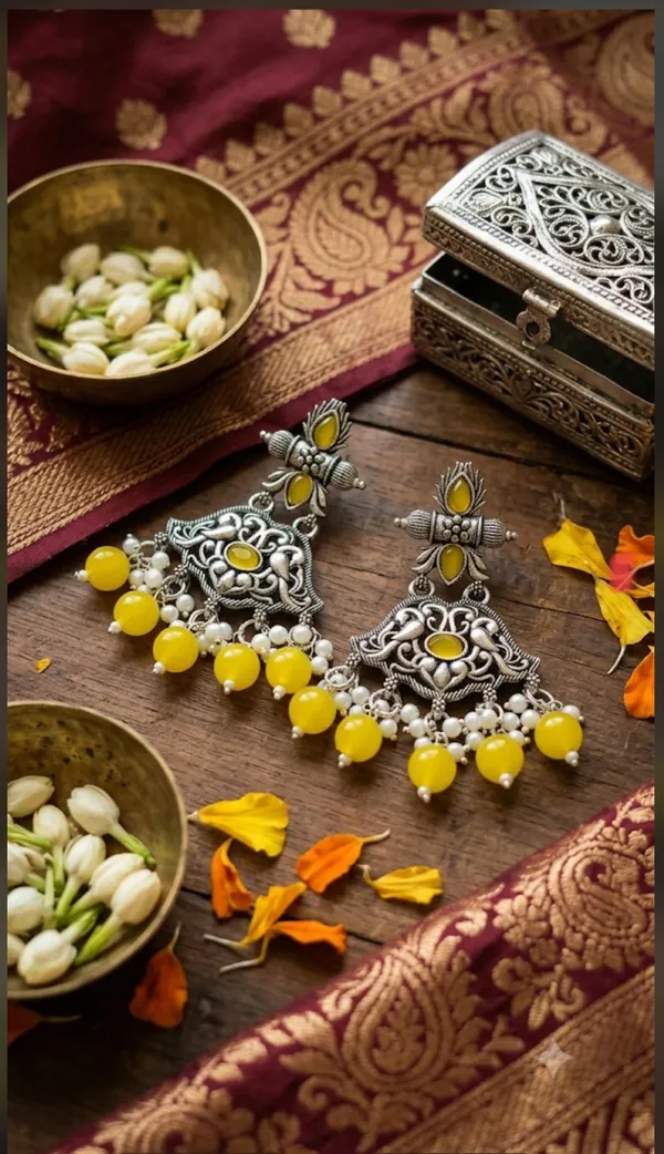 Silver_Tone_Beaded_Statement_Earrings_for_Women