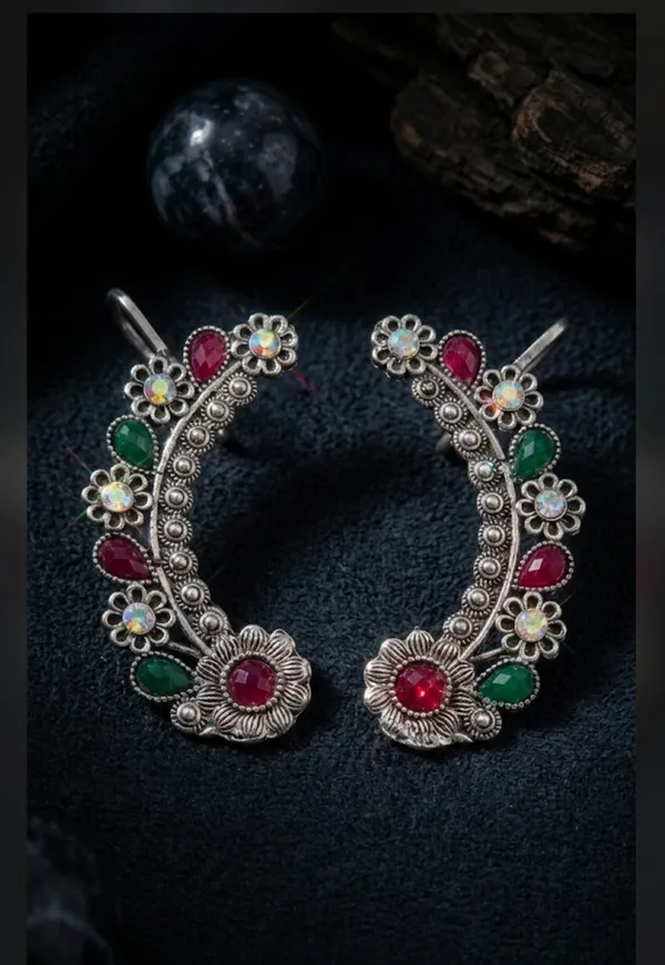 Silver_Toned_Floral_Stone_Drop_Earrings_for_Women