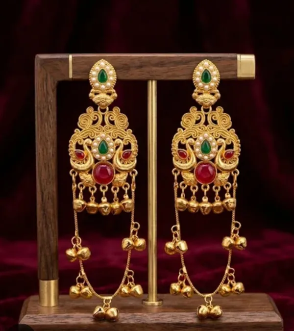 Gold_Tone_Temple_Style_Earrings_For_Women