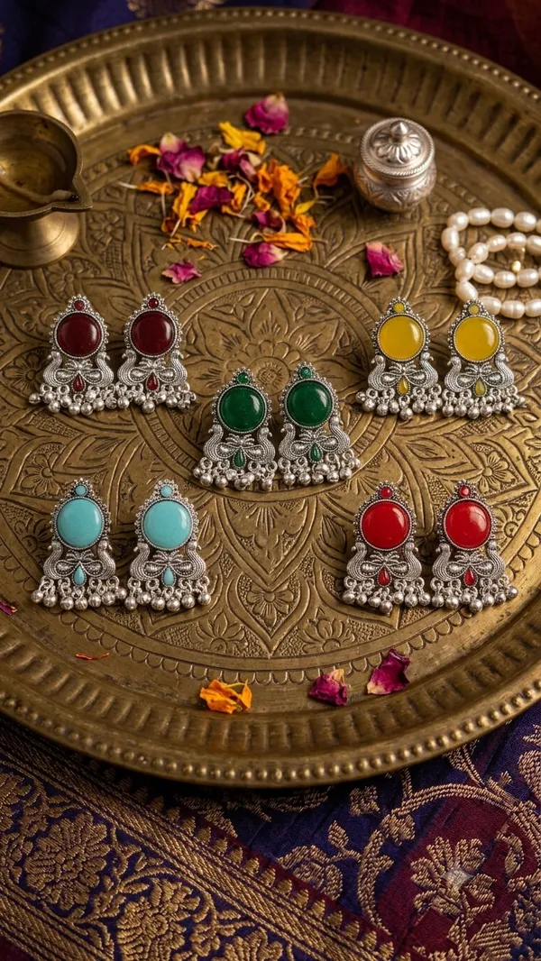 Multicolor_Oxidized_Finish_Drop_Earrings_for_Women