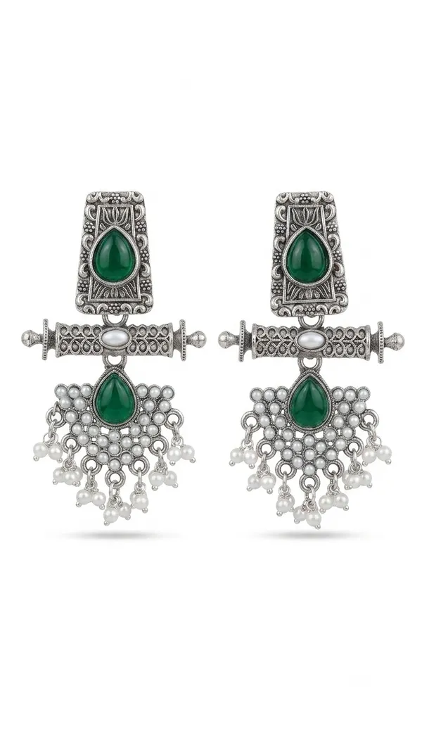 Green_Oxidized_Silver_Tone_Chandelier_Earrings_for_Women