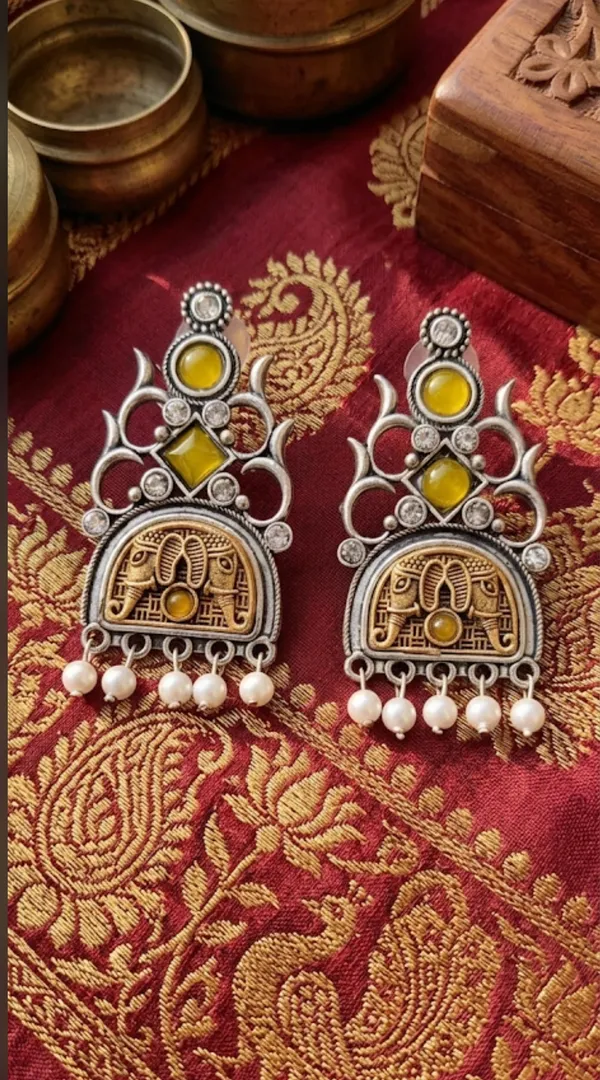 Silver_Oxidised_Elephant_Motif_Drop_Earrings_for_Women