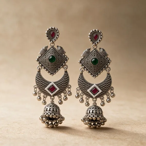 Silver_Tone_Oxidized_Jhumka_Earrings_for_Women