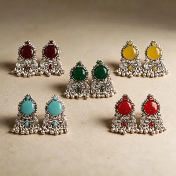 Multicolor_Oxidized_Finish_Drop_Earrings_for_Women