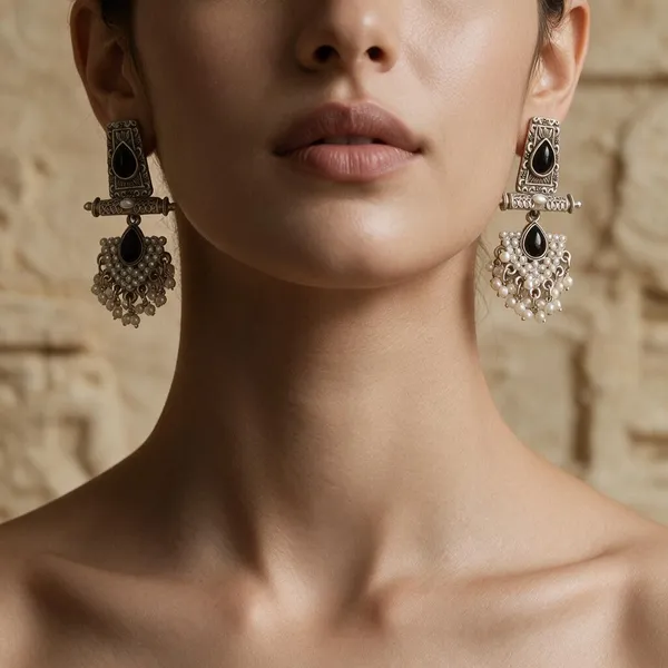 Silver_Oxidised_Stone_Studded_Jhumka_Earrings_for_Women