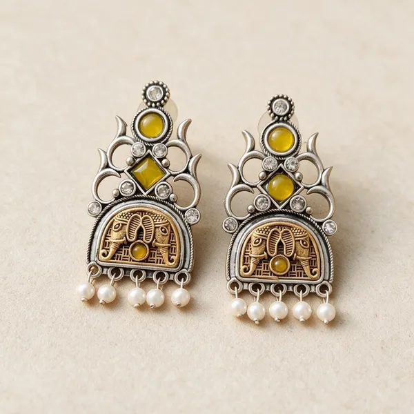 Silver_Oxidised_Elephant_Motif_Drop_Earrings_for_Women