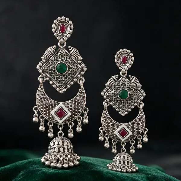 Silver_Tone_Oxidized_Jhumka_Earrings_for_Women