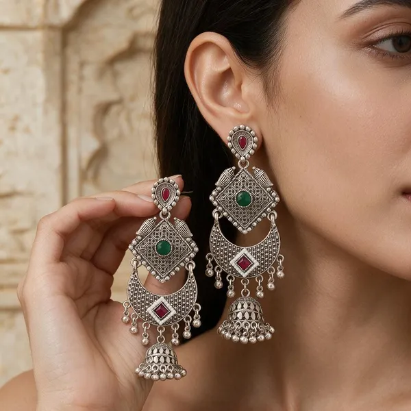 Silver_Tone_Oxidized_Jhumka_Earrings_for_Women
