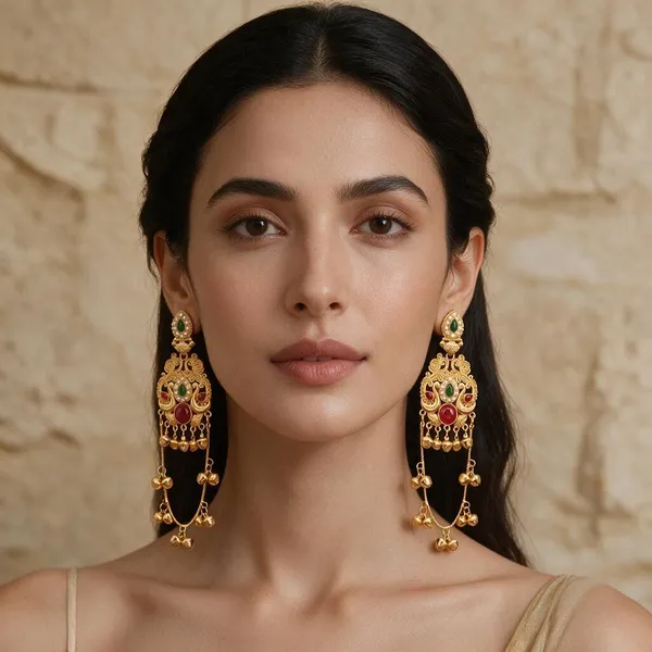 Gold_Tone_Temple_Style_Earrings_For_Women