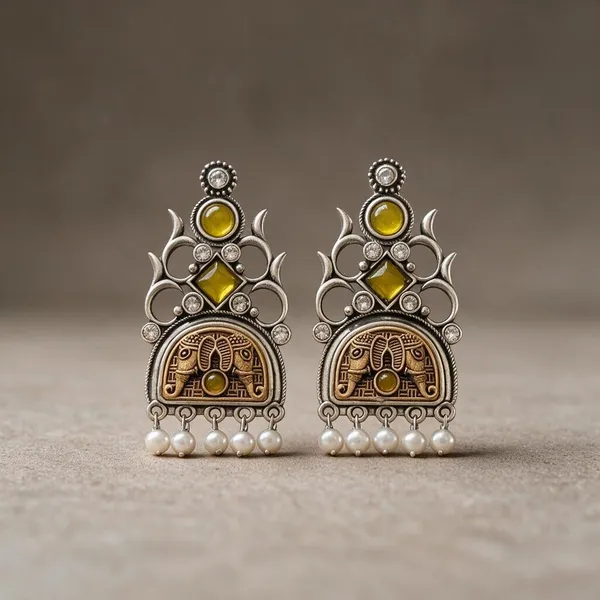 Silver_Toned_Ethnic_Drop_Earrings_for_Women