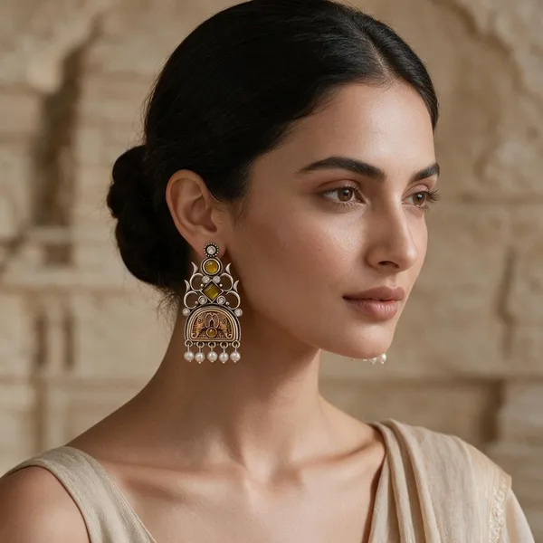 Silver_Toned_Ethnic_Drop_Earrings_for_Women