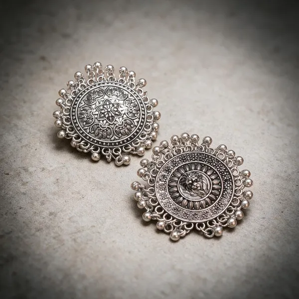 Silver_Oxidized_Round_Statement_Earrings_for_Women