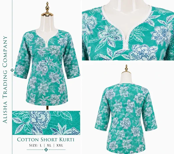 Green_Cotton_Straight_Short_Kurti_for_Women