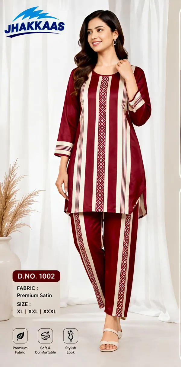 Maroon_Satin_Straight_Kurta_Pant_Set_for_Women