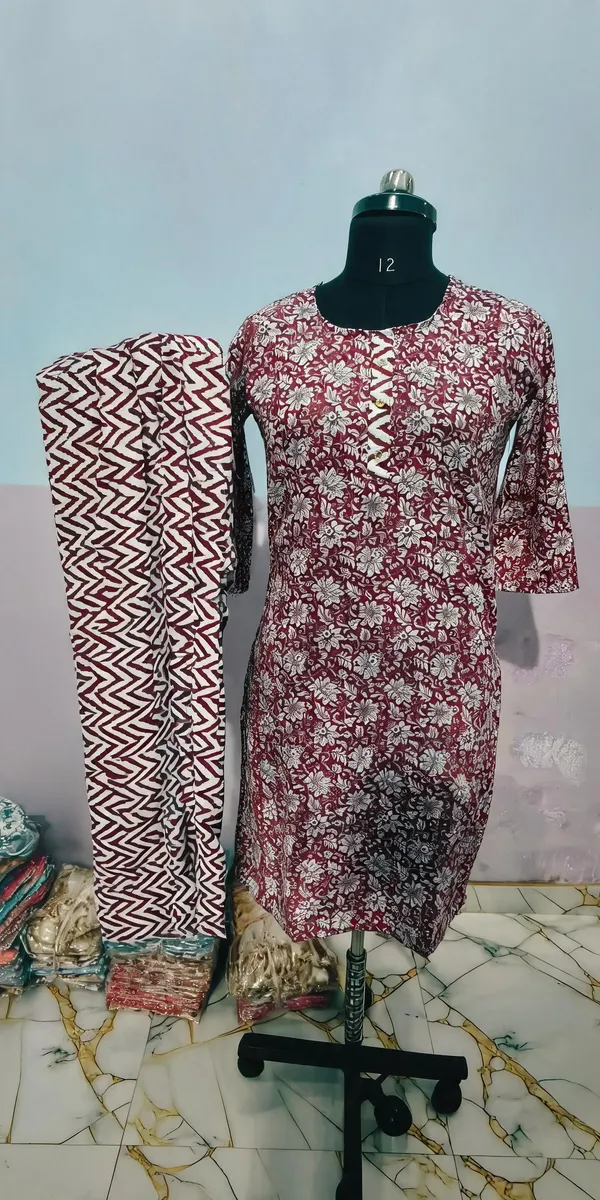 Maroon_Cotton_Straight_Floral_Print_Kurta_Set_For_Women