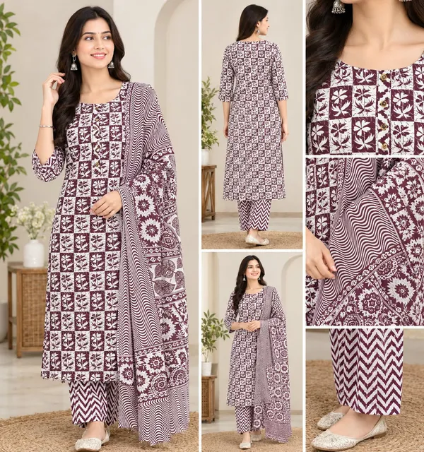 Maroon_Printed_Straight_Kurta_Set_For_Women