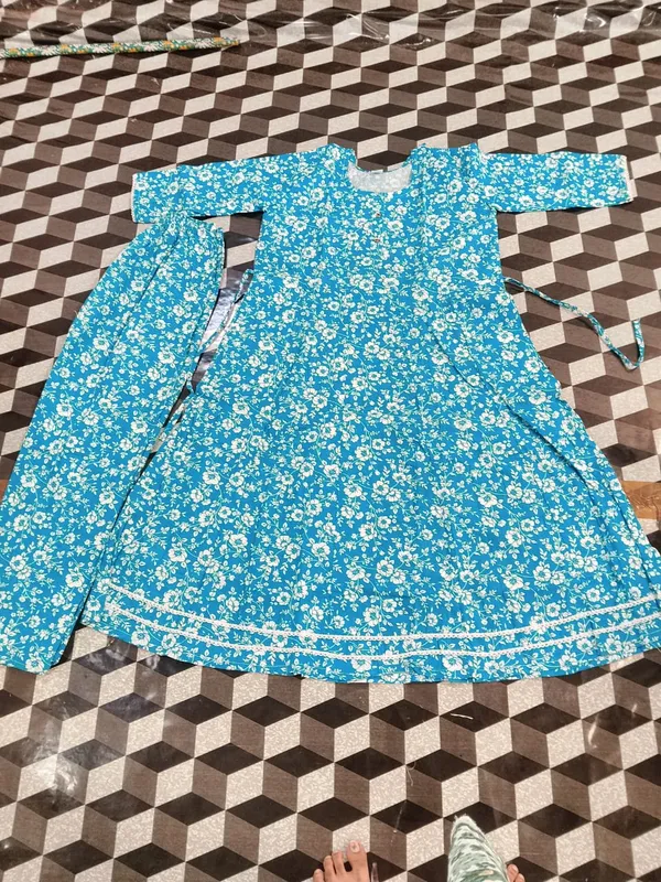 Blue_Floral_Print_Anarkali_Dress_for_Girls