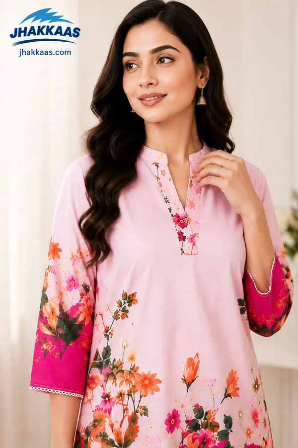 Pink_Floral_Straight_Kurta_Pant_Set_For_Women