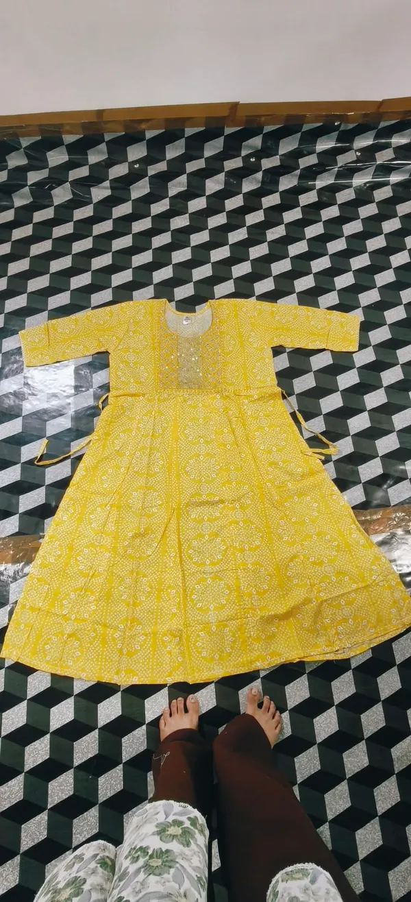 Yellow_Printed_Flared_Dress_for_Girls