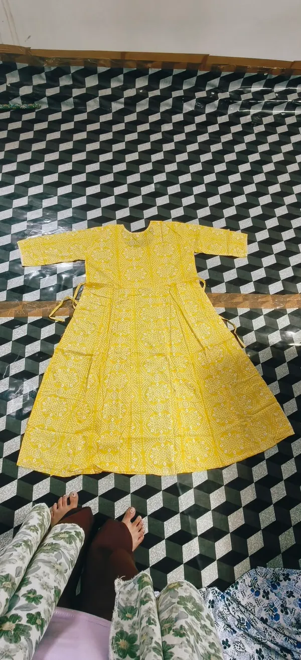 Yellow_Printed_Flared_Dress_for_Girls