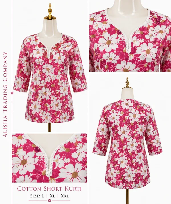 Pink_Cotton_Floral_Print_Short_Kurti_for_Women