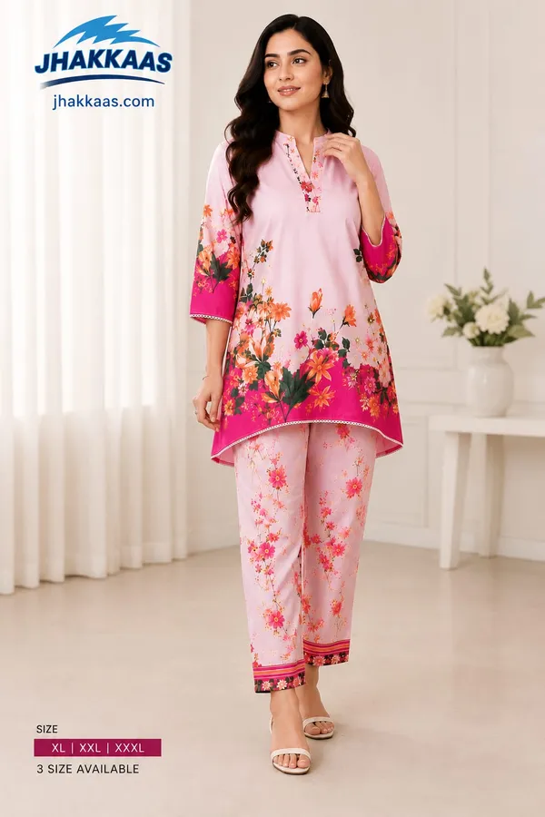 Pink_Floral_Straight_Kurta_Pant_Set_For_Women