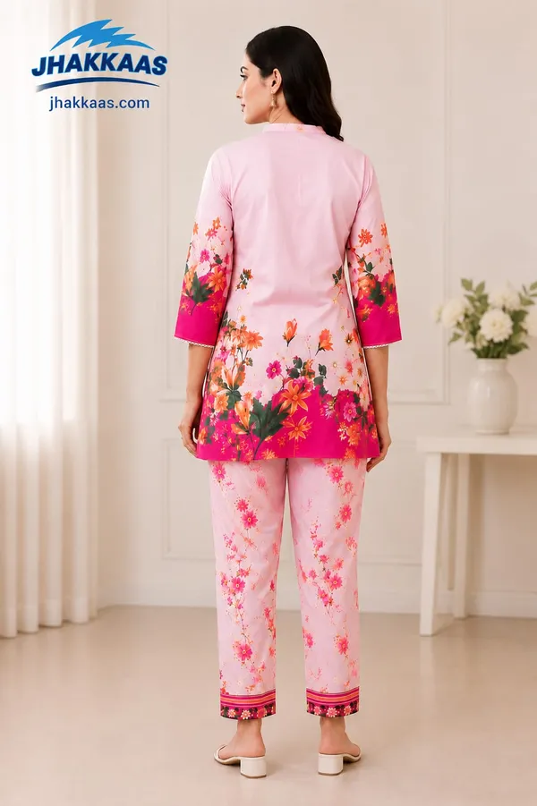 Pink_Floral_Straight_Kurta_Pant_Set_For_Women