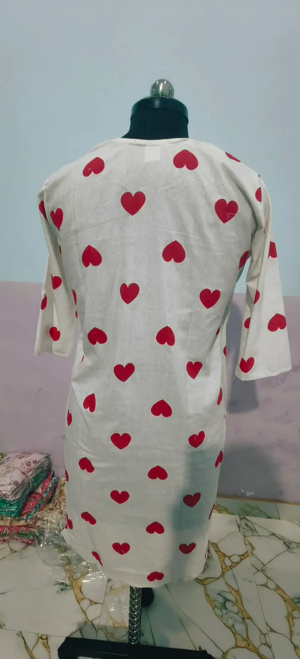 White_Heart_Print_Straight_Kurta_Set_For_Women