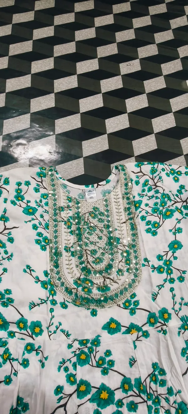 White_Floral_Print_Flared_Dress_For_Women