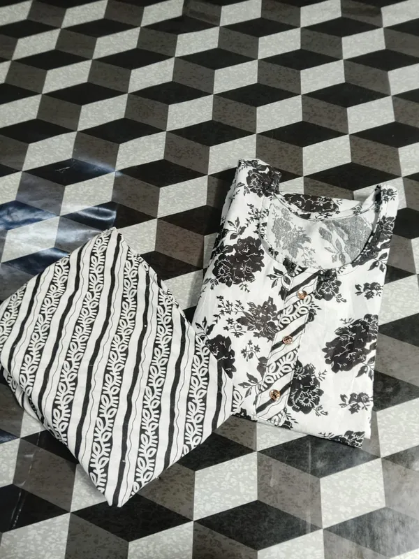 Black_White_Printed_Kurta_Set_for_Women