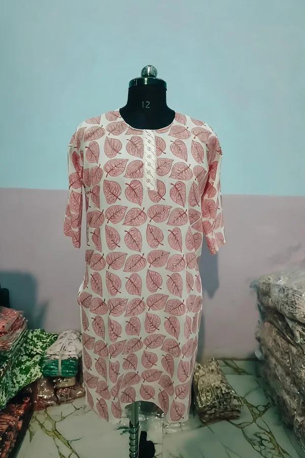 Cream_Cotton_Straight_Leaf_Print_Kurta_Set_For_Women