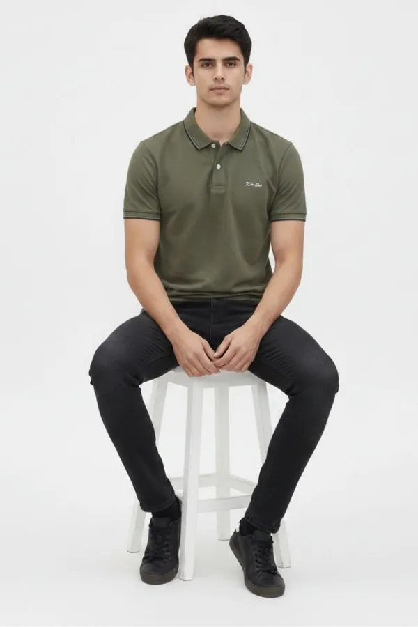Olive_Green_Cotton_Short_Sleeve_Polo_T-Shirt_For_Men